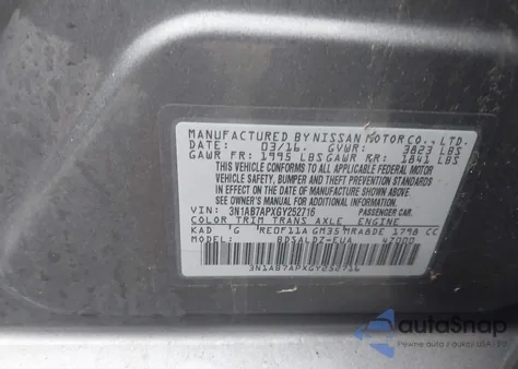 2016 Nissan Sentra Sv from USA, damaged, VIN 3N1AB7APXGY252716